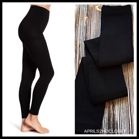 2 BLACK FLEECE LINED LEGGINGS TIGHTS A3C - Picture 13 of 15